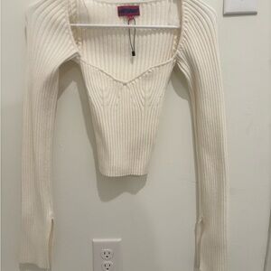 Edikted Cream Ribbed Knit Top
